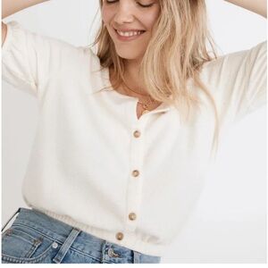 Madewell Terry Button-Front Crop Top XXS